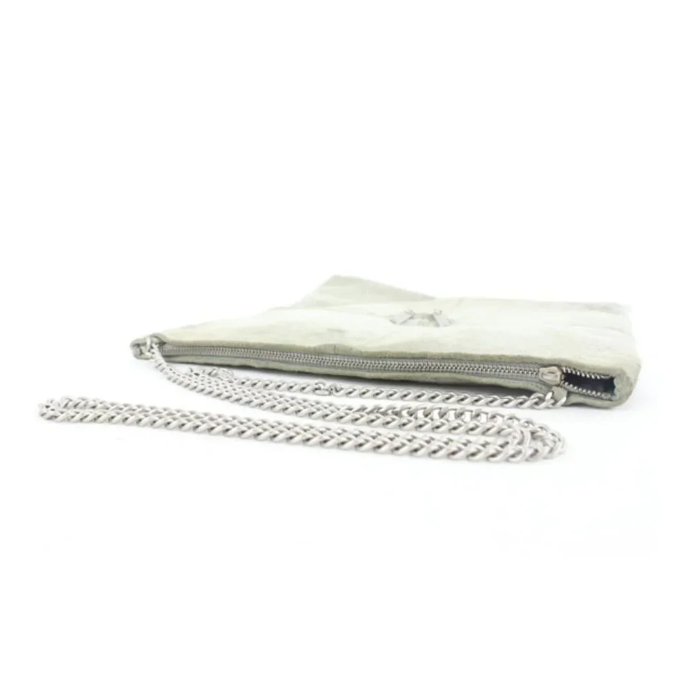 Chanel Grey Suede Flat Chain Crossbody Bag 1c815a
